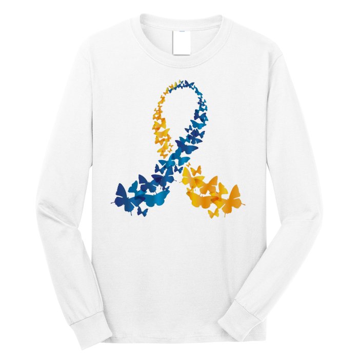 Down Syndrome Butterfly Awareness Long Sleeve Shirt