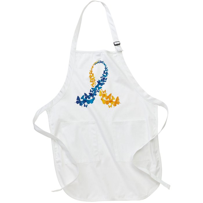 Down Syndrome Butterfly Awareness Full-Length Apron With Pockets