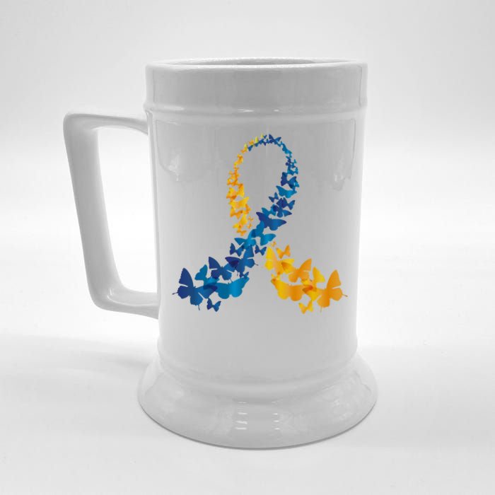 Down Syndrome Butterfly Awareness Beer Stein