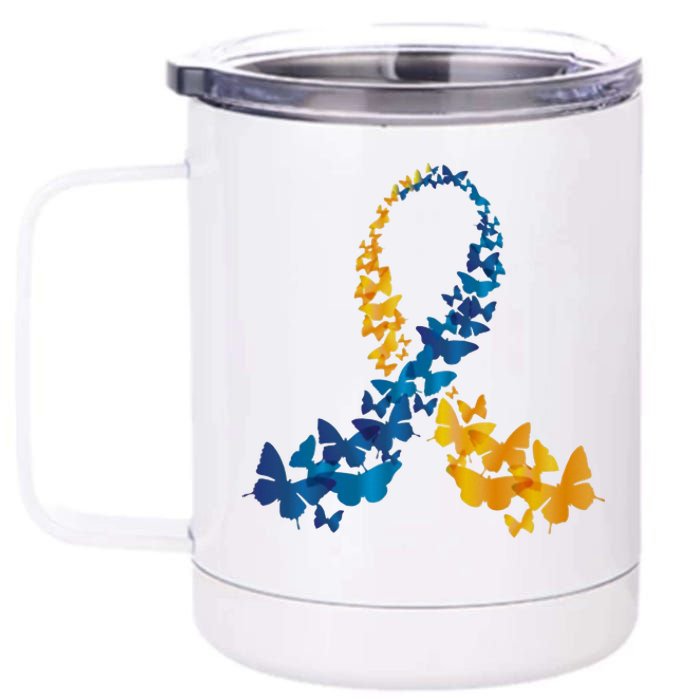 Down Syndrome Butterfly Awareness 12 oz Stainless Steel Tumbler Cup