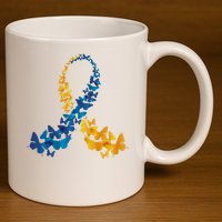Down Syndrome Butterfly Awareness 11oz C Handle Ceramic Mug