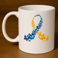 Down Syndrome Butterfly Awareness 11oz C Handle Ceramic Mug