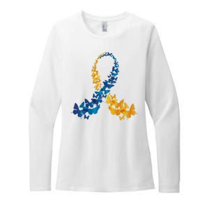 Down Syndrome Butterfly Awareness Womens CVC Long Sleeve Shirt