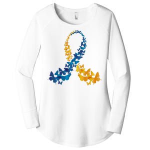 Down Syndrome Butterfly Awareness Women's Perfect Tri Tunic Long Sleeve Shirt