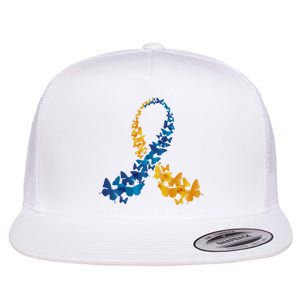 Down Syndrome Butterfly Awareness Flat Bill Trucker Hat