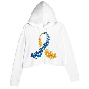 Down Syndrome Butterfly Awareness Crop Fleece Hoodie