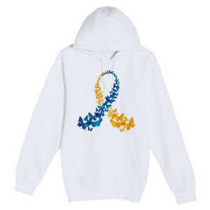 Down Syndrome Butterfly Awareness Premium Pullover Hoodie