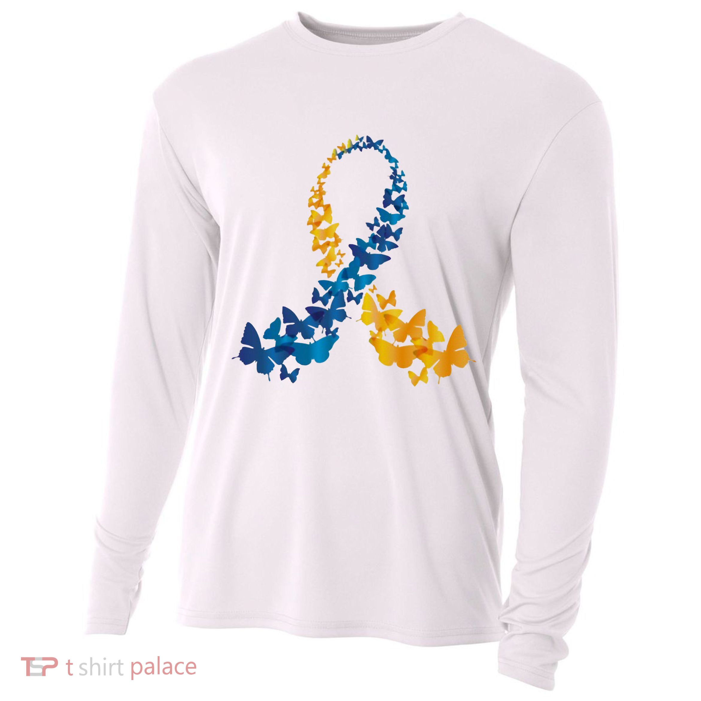 Down Syndrome Butterfly Awareness Cooling Performance Long Sleeve Crew
