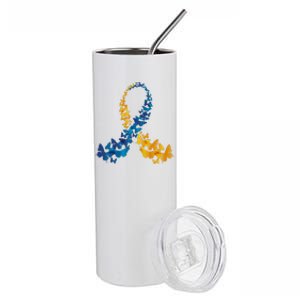 Down Syndrome Butterfly Awareness Stainless Steel Tumbler