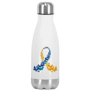 Down Syndrome Butterfly Awareness Stainless Steel Insulated Water Bottle