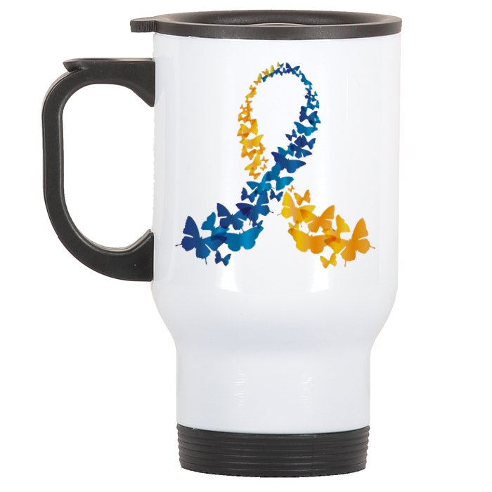 Down Syndrome Butterfly Awareness Stainless Steel Travel Mug