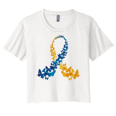 Down Syndrome Butterfly Awareness Women's Crop Top Tee