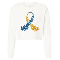 Down Syndrome Butterfly Awareness Cropped Pullover Crew