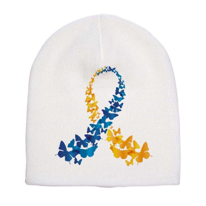 Down Syndrome Butterfly Awareness Short Acrylic Beanie