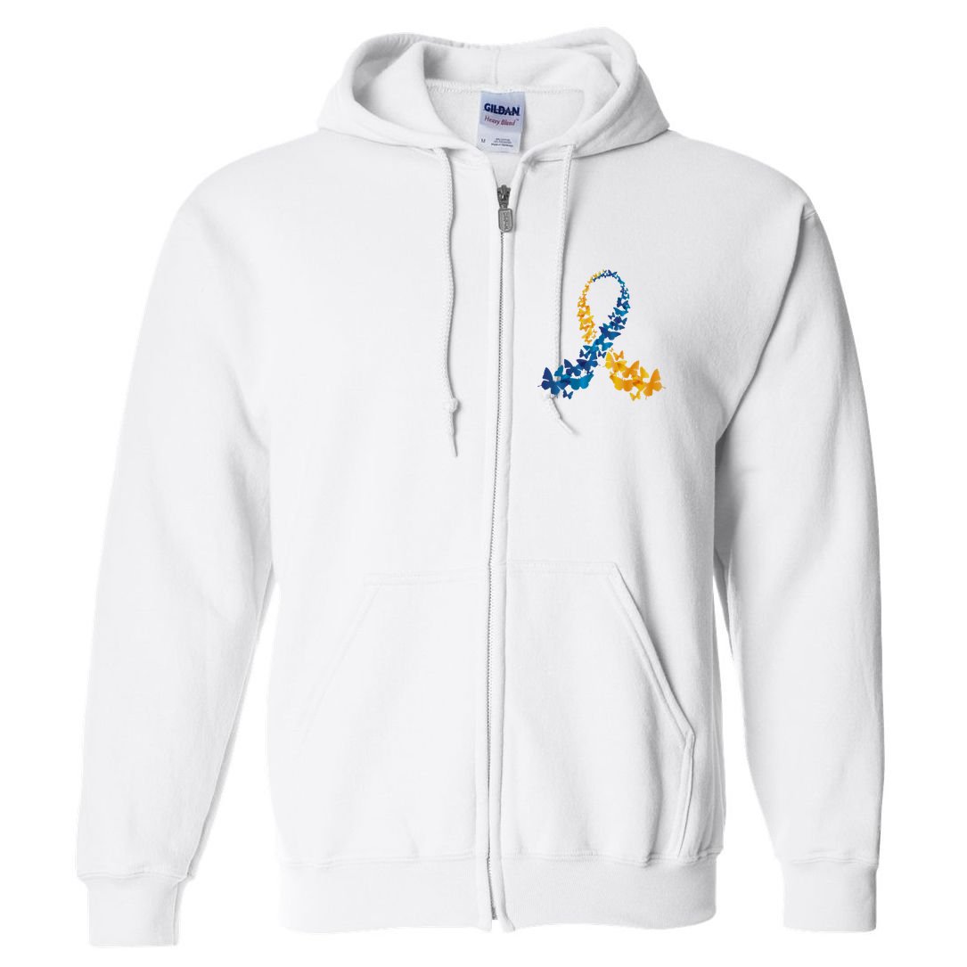 Down Syndrome Butterfly Awareness Full Zip Hoodie