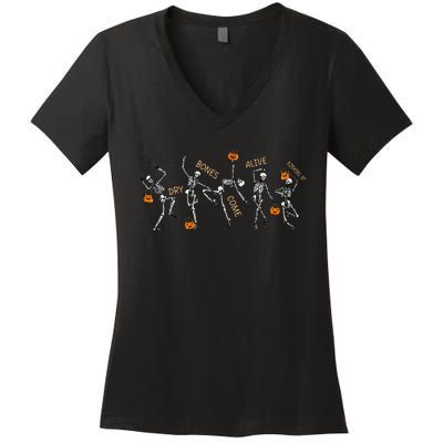 Dancing Skeleton Bible Verse Dry Bones Come Alive Christian Women's V-Neck T-Shirt