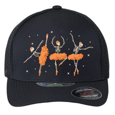 Dancing Skeleton Ballerina Ballet Dance Halloween Women Girl Sweat Flexfit Unipanel Trucker Cap