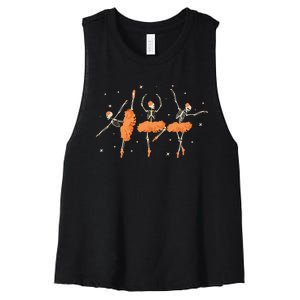 Dancing Skeleton Ballerina Ballet Dance Halloween Women Girl Sweat Women's Racerback Cropped Tank