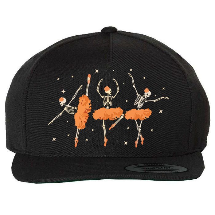 Dancing Skeleton Ballerina Ballet Dance Halloween Women Girl Sweat Wool Snapback Cap