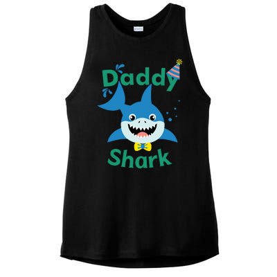 Daddy Shark Birthday Party Matching Family Ladies PosiCharge Tri-Blend Wicking Tank