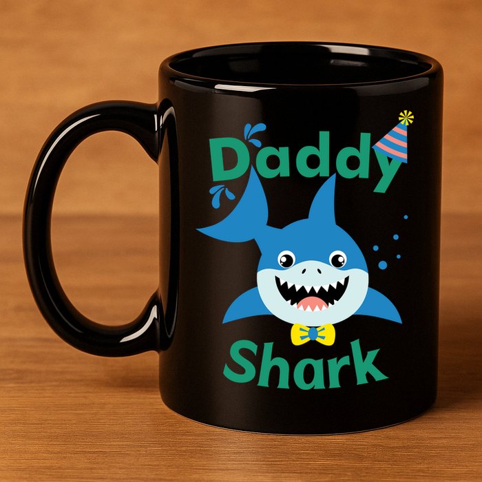 Daddy Shark Birthday Party Matching Family 11oz C Handle Ceramic Mug