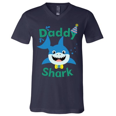 Daddy Shark Birthday Party Matching Family V-Neck T-Shirt