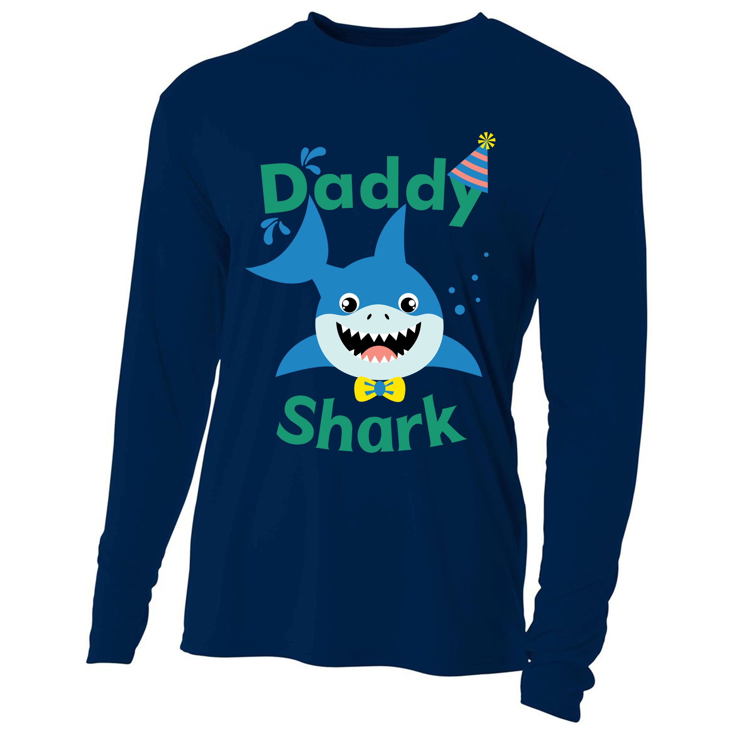 Daddy Shark Birthday Party Matching Family Cooling Performance Long Sleeve Crew