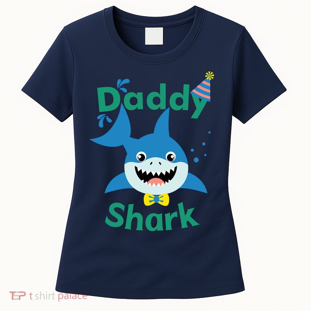 Daddy Shark Birthday Party Matching Family Womens T-Shirt