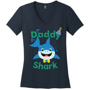 Daddy Shark Birthday Party Matching Family Women's V-Neck T-Shirt