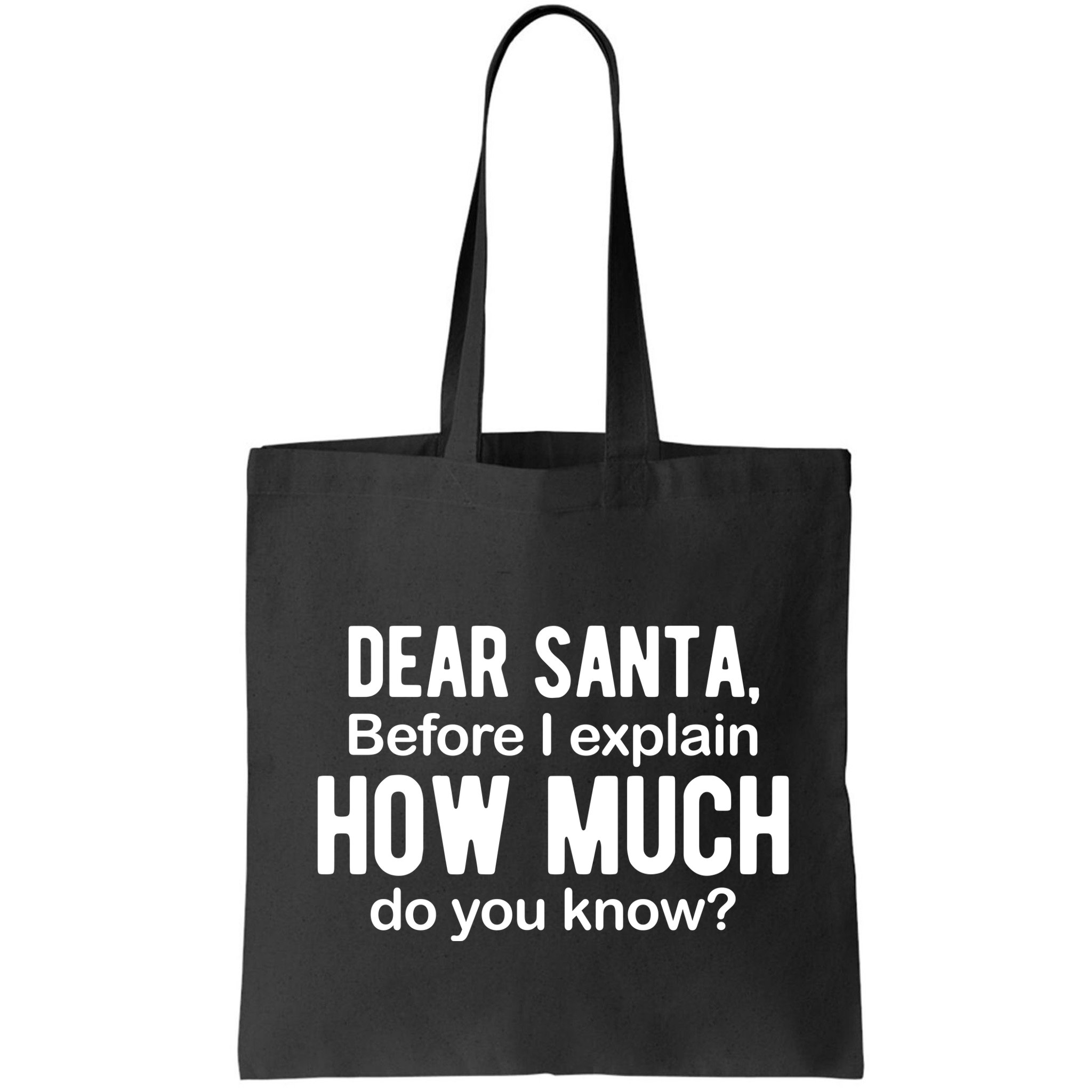 Dear Santa Before I Explain How Much Do You Know Funny Christmas Bag