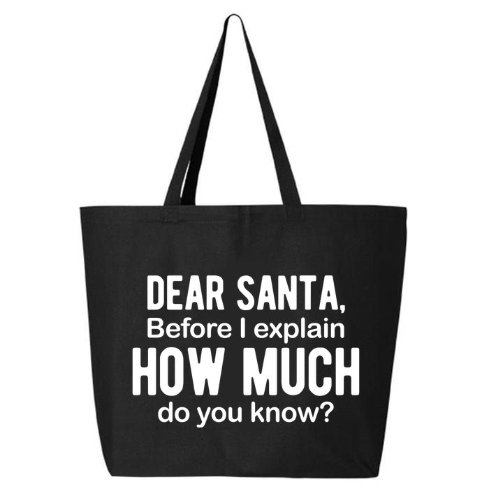 Dear Santa Before I Explain How Much Do You Know Funny Christmas 25L Jumbo Tote