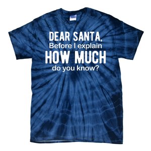 Dear Santa Before I Explain How Much Do You Know Funny Christmas Tie-Dye T-Shirt