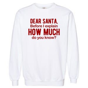 Dear Santa Before I Explain How Much Do You Know Funny Christmas Garment-Dyed Sweatshirt