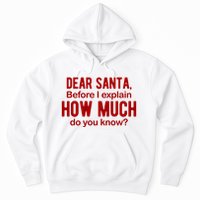 Dear Santa Before I Explain How Much Do You Know Funny Christmas Hoodie