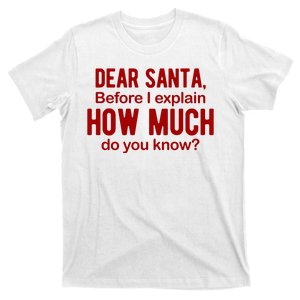 Dear Santa Before I Explain How Much Do You Know Funny Christmas T-Shirt