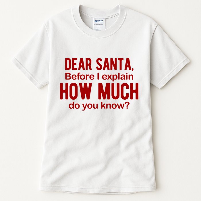 Dear Santa Before I Explain How Much Do You Know Funny Christmas Tall T-Shirt
