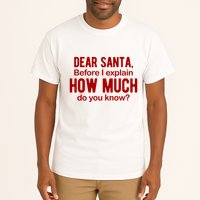 Dear Santa Before I Explain How Much Do You Know Funny Christmas Tall T-Shirt