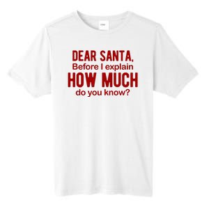 Dear Santa Before I Explain How Much Do You Know Funny Christmas Tall Fusion ChromaSoft Performance T-Shirt