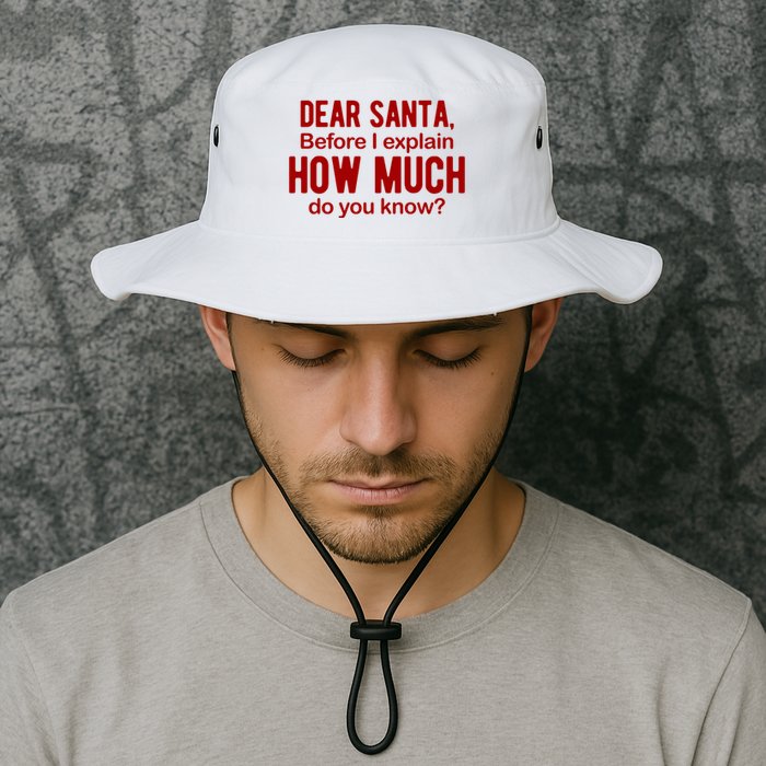 Dear Santa Before I Explain How Much Do You Know Funny Christmas Bucket Hat