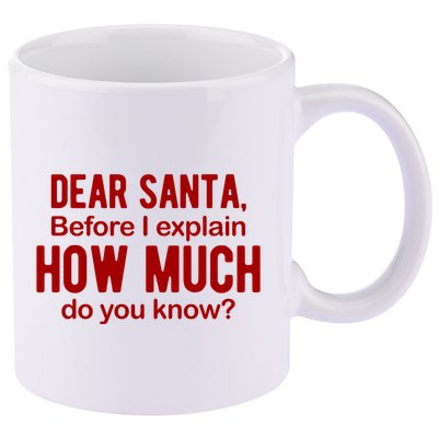 Dear Santa Before I Explain How Much Do You Know Funny Christmas 11oz C Handle Ceramic Mug