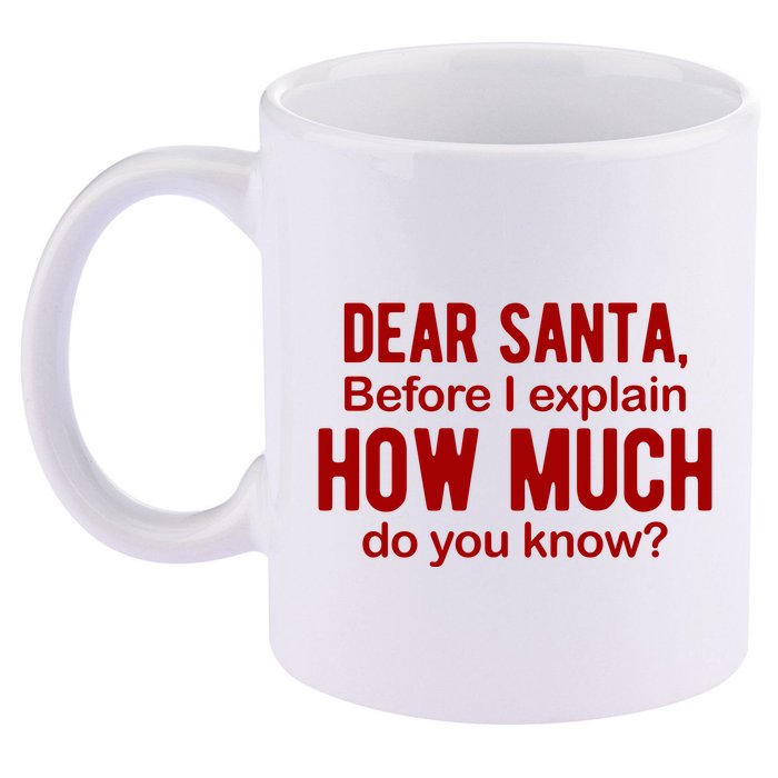 Dear Santa Before I Explain How Much Do You Know Funny Christmas 11oz C Handle Ceramic Mug