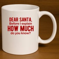 Dear Santa Before I Explain How Much Do You Know Funny Christmas 11oz C Handle Ceramic Mug