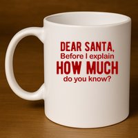 Dear Santa Before I Explain How Much Do You Know Funny Christmas 11oz C Handle Ceramic Mug