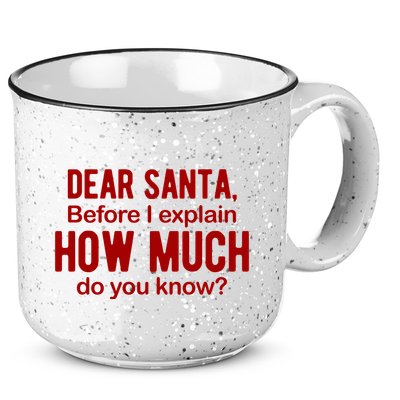 Dear Santa Before I Explain How Much Do You Know Funny Christmas 15oz Campfire Ceramic Mug