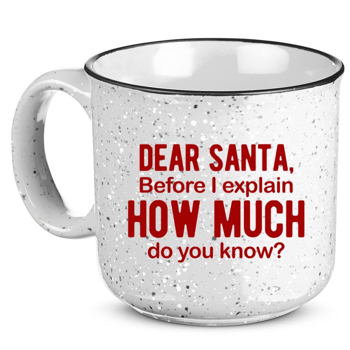 Dear Santa Before I Explain How Much Do You Know Funny Christmas 15oz Campfire Ceramic Mug