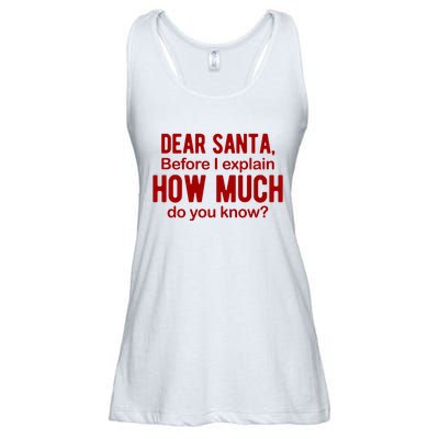 Dear Santa Before I Explain How Much Do You Know Funny Christmas Ladies Essential Flowy Tank