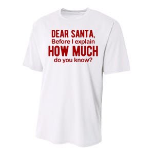 Dear Santa Before I Explain How Much Do You Know Funny Christmas Performance Sprint T-Shirt