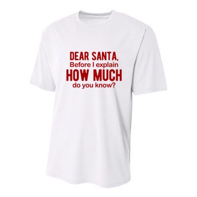Dear Santa Before I Explain How Much Do You Know Funny Christmas Youth Performance Sprint T-Shirt