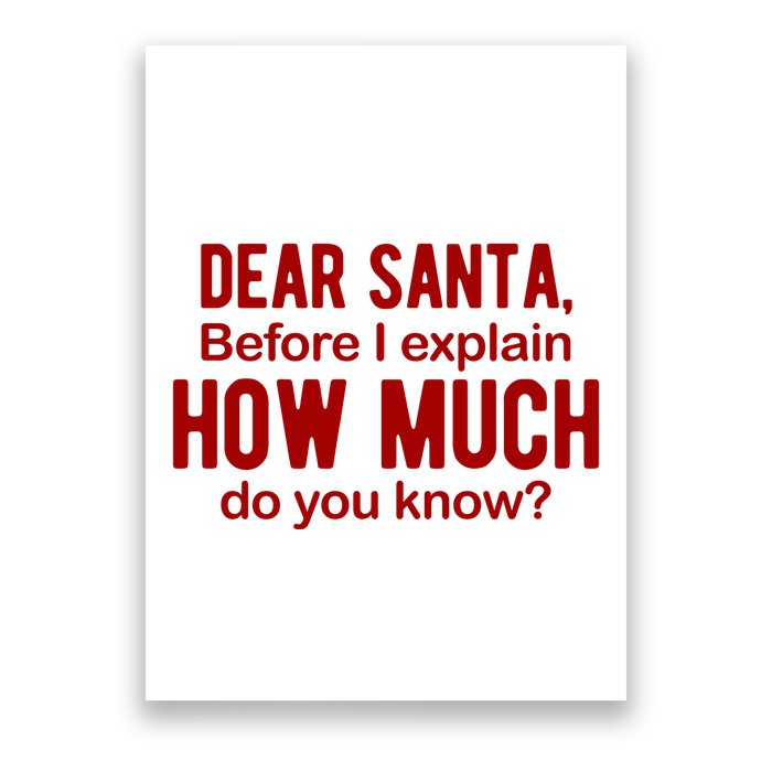 Dear Santa Before I Explain How Much Do You Know Funny Christmas Poster