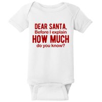 Dear Santa Before I Explain How Much Do You Know Funny Christmas Baby Bodysuit